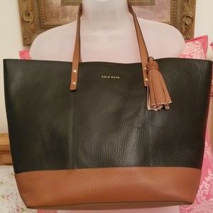COLE HAAN Black &Brown XL Tote NWT